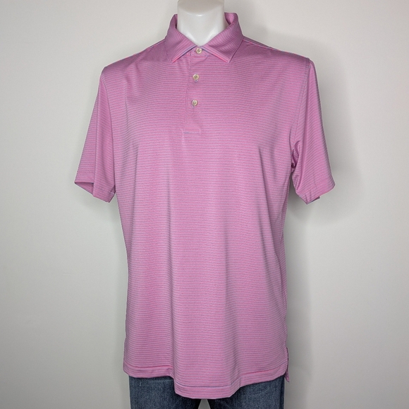 Peter Millar Summer Comfort Pink Purple Striped Short Sleeve Polo Shirt M - Picture 1 of 8